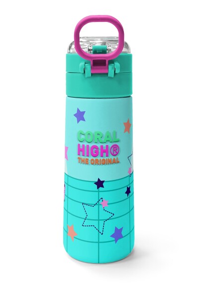 Coral High Kids Turkuaz Pembe Dondurmalı Desenli Pipetli ve Direkt İçim Çelik Termos 500 ml 31952 - 4