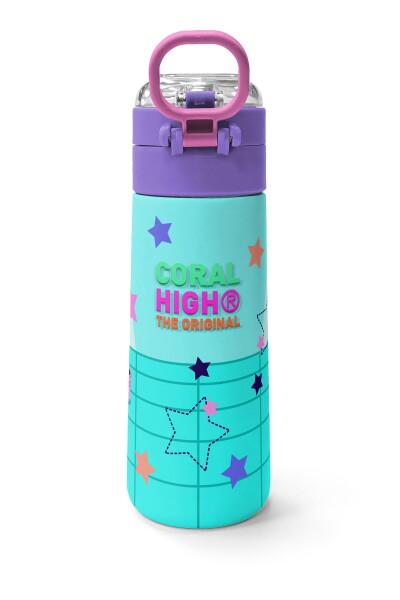 Coral High Kids Turkuaz Pembe Dondurmalı Desenli Pipetli ve Direkt İçim Çelik Termos 500 ml 31952 - 4