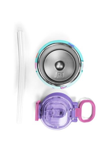 Coral High Kids Turkuaz Pembe Dondurmalı Desenli Pipetli ve Direkt İçim Çelik Termos 500 ml 31952 - 7
