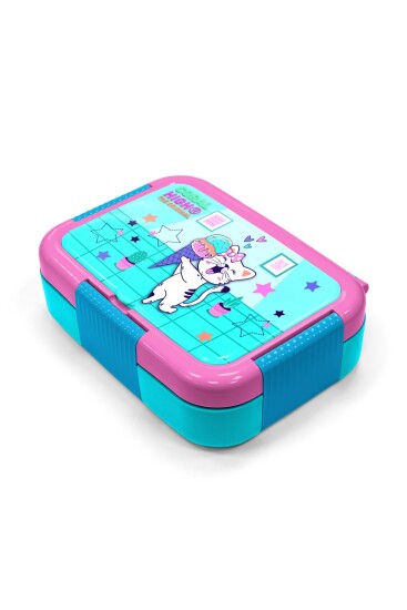 Coral High Kids Turkuaz Pembe Dondurmalı Kedi Desenli Paslanmaz Çelik Beslenme Kabı 39259 - 2