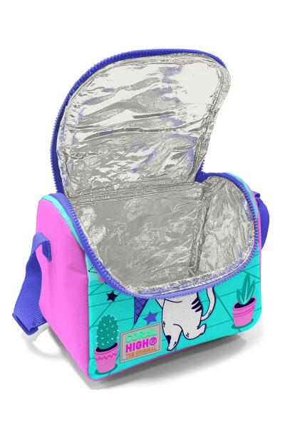 Coral High Kids Turkuaz Pembe Dondurmalı Kedi Desenli Thermo Beslenme Çantası 11751 - 5
