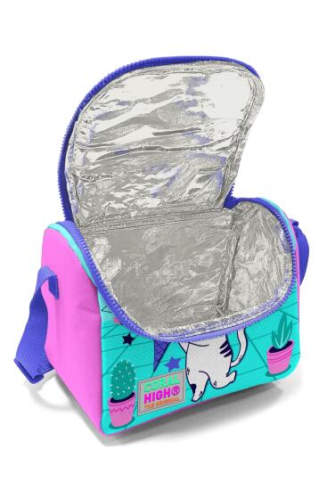 Coral High Kids Turkuaz Pembe Dondurmalı Kedi Desenli Thermo Beslenme Çantası 11751 - 5