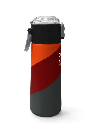 Coral High Kids Turuncu Bordo Desenli Pipetli ve Direkt İçim Çelik Termos 500 ml 31892 - 2