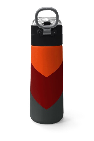 Coral High Kids Turuncu Bordo Desenli Pipetli ve Direkt İçim Çelik Termos 500 ml 31892 - 4