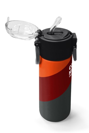 Coral High Kids Turuncu Bordo Desenli Pipetli ve Direkt İçim Çelik Termos 500 ml 31892 - 5