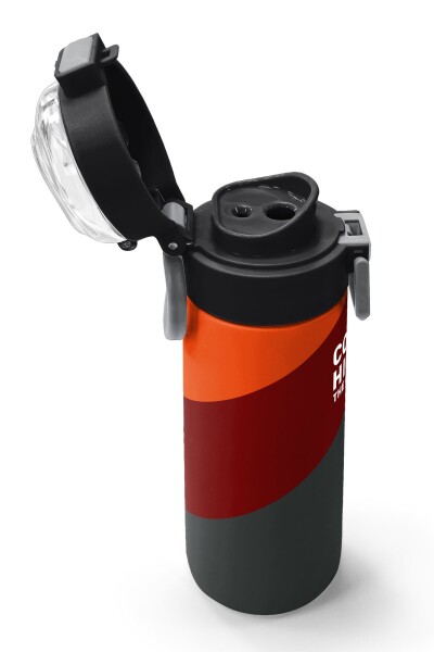 Coral High Kids Turuncu Bordo Desenli Pipetli ve Direkt İçim Çelik Termos 500 ml 31892 - 6