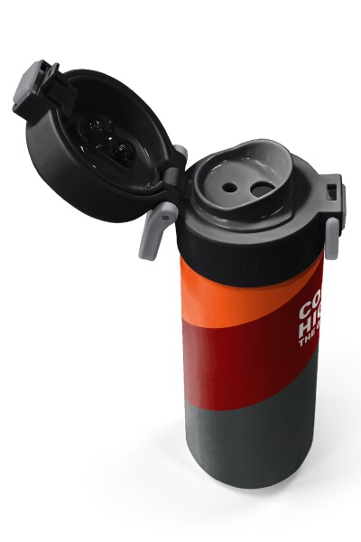 Coral High Kids Turuncu Bordo Desenli Pipetli ve Direkt İçim Çelik Termos 500 ml 31892 - 3