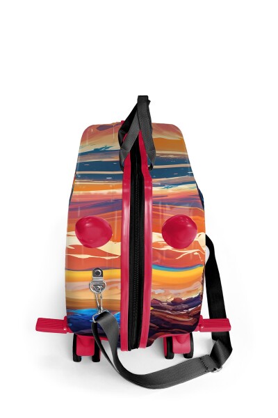 Coral High Kids Turuncu High Wheels Truck Desenli Otur-Çek Çocuk Valizi 16365 - 4