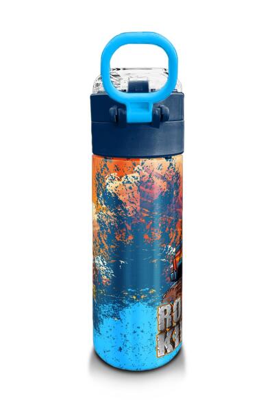 Coral High Kids Turuncu High Wheels Truck Desenli Pipetli ve Direkt İçim Çelik Termos 500 ml 31994 - 3