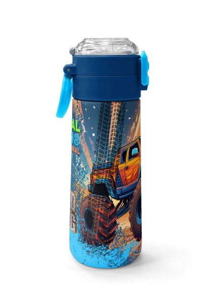 Coral High Kids Turuncu High Wheels Truck Desenli Pipetli ve Direkt İçim Çelik Termos 500 ml 31994 - 2
