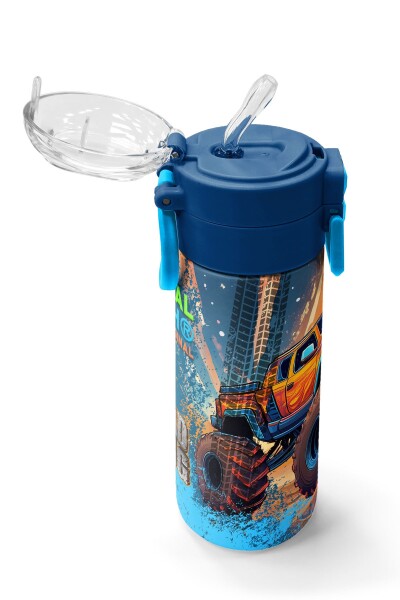 Coral High Kids Turuncu High Wheels Truck Desenli Pipetli ve Direkt İçim Çelik Termos 500 ml 31994 - 5