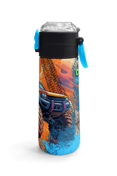 Coral High Kids Turuncu High Wheels Truck Desenli Pipetli ve Direkt İçim Çelik Termos 500 ml 31994 - 3