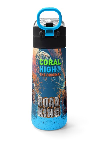 Coral High Kids Turuncu High Wheels Truck Desenli Pipetli ve Direkt İçim Çelik Termos 500 ml 31994 - 4