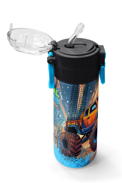 Coral High Kids Turuncu High Wheels Truck Desenli Pipetli ve Direkt İçim Çelik Termos 500 ml 31994 - 5