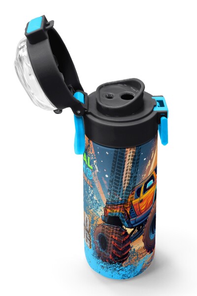 Coral High Kids Turuncu High Wheels Truck Desenli Pipetli ve Direkt İçim Çelik Termos 500 ml 31994 - 6