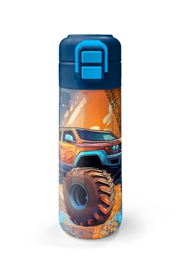 Coral High Kids Turuncu High Wheels Truck Desenli Pipetli ve Direkt İçim Çelik Termos 500 ml 31994 - 4