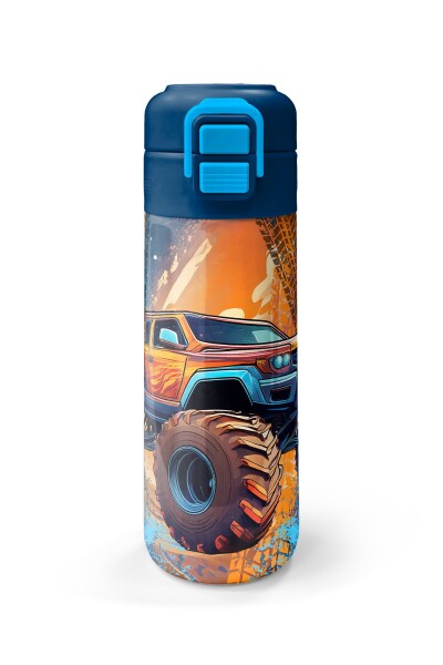 Coral High Kids Turuncu High Wheels Truck Desenli Pipetli ve Direkt İçim Çelik Termos 500 ml 31994 - 4