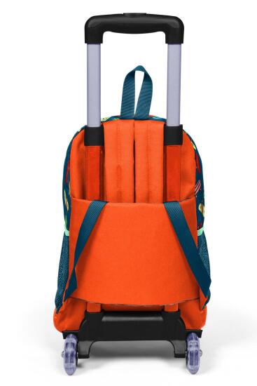 Coral High Kids Çivit Neon Turuncu Kaykay Desenli Üç Bölmeli Çekçekli Okul Sırt Çantası 23923 - 3