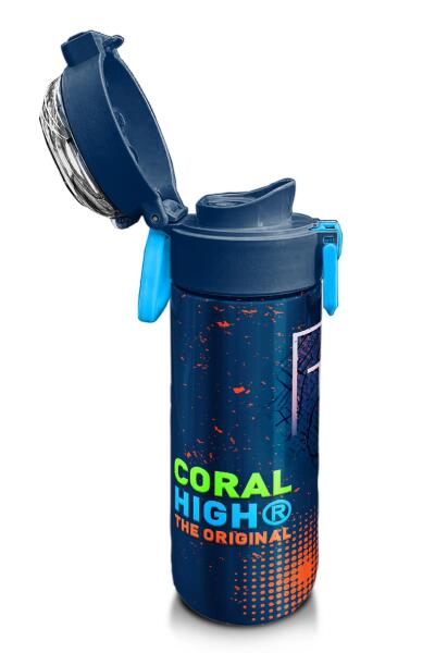 Coral High Kids Turuncu Lacivert Basketbol Desenli Pipetli ve Direkt İçim Çelik Termos 500 ml 31967 - 6