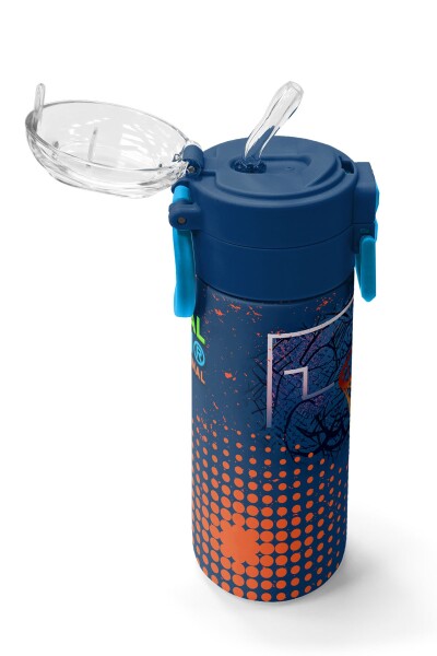 Coral High Kids Turuncu Lacivert Basketbol Desenli Pipetli ve Direkt İçim Çelik Termos 500 ml 31967 - 5