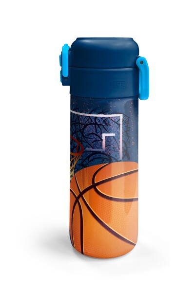 Coral High Kids Turuncu Lacivert Basketbol Desenli Pipetli ve Direkt İçim Çelik Termos 500 ml 31967 - 6