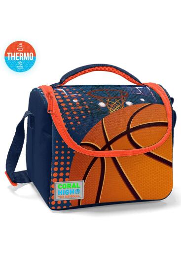 Coral High Kids Turuncu Lacivert Basketbol Desenli Thermo Beslenme Çantası 11766 - Coral High KIDS