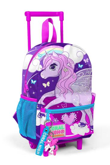 Minik Yuva Çekçekli Sırt Çantası Mor Pembe Unicorn Desenli İki Bölmeli 24009 - Coral High KIDS