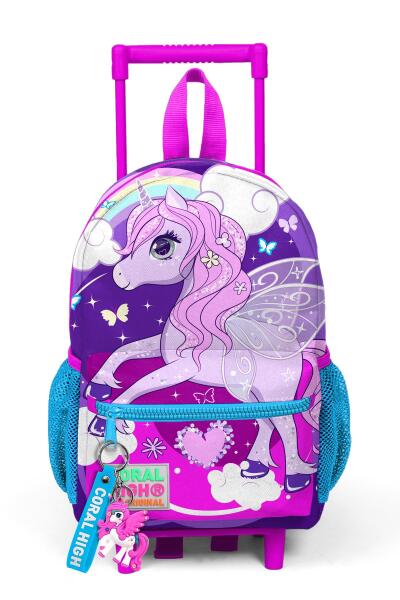 Minik Yuva Çekçekli Sırt Çantası Mor Pembe Unicorn Desenli İki Bölmeli 24009 - 3