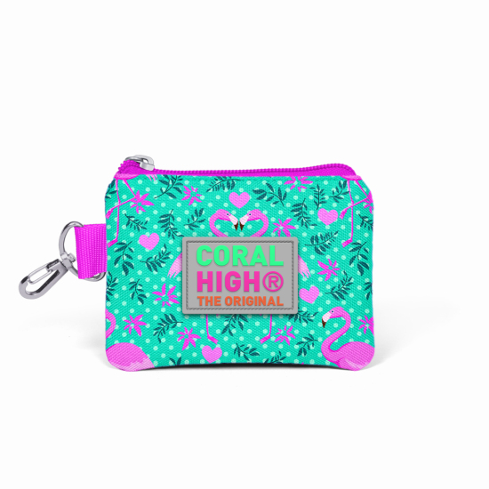 Coral High Kids Su Yeşili Flamingo Desenli Bozuk Para Çantası 21812 - Coral High KIDS