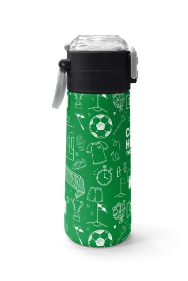 Coral High Kids Yeşil Futbol Desenli Pipetli ve Direkt İçim Çelik Termos 500 ml 38129 - 2
