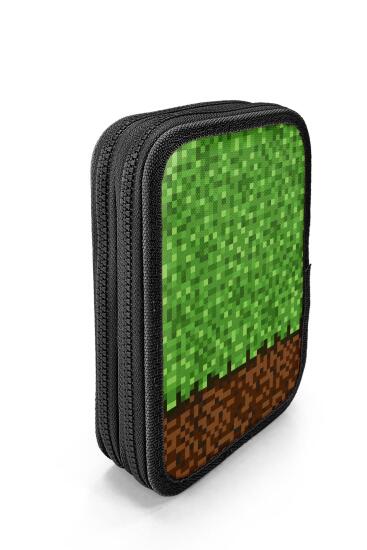 Coral High Kids Yeşil Kahverengi High Craft Desenli Çift Katlı Kalem Çanta 11154 - 4