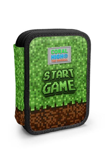 Coral High Kids Yeşil Kahverengi High Craft Desenli Çift Katlı Kalem Çanta 11154 - 1