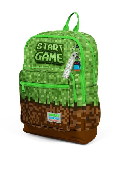 Coral High Kids Yeşil Kahverengi High Craft Desenli Dört Bölmeli Okul Sırt Çantası 23776 - 6