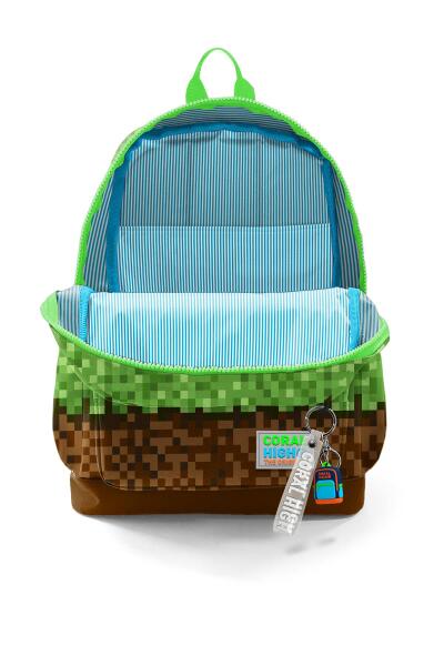 Coral High Kids Yeşil Kahverengi High Craft Desenli Dört Bölmeli Okul Sırt Çantası 23776 - 3