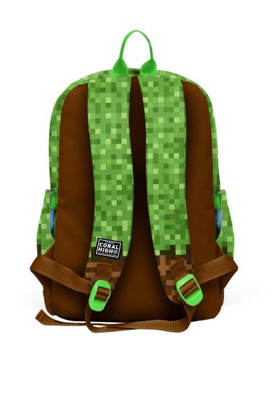 Coral High Kids Yeşil Kahverengi High Craft Desenli Dört Bölmeli Okul Sırt Çantası 23776 - 2