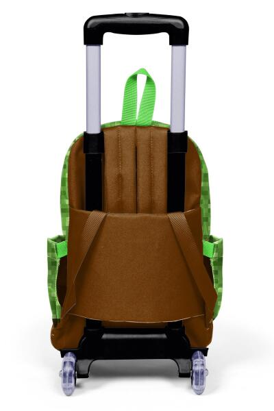 Coral High Kids Yeşil Kahverengi High Craft Desenli Üç Bölmeli Çekçekli Okul Sırt Çantası 23976 - 2