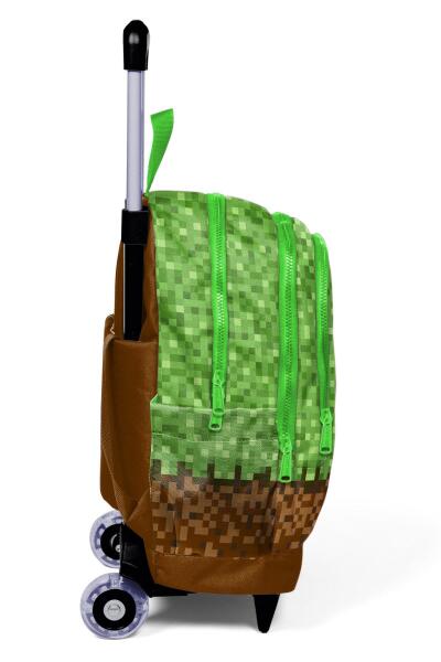 Coral High Kids Yeşil Kahverengi High Craft Desenli Üç Bölmeli Çekçekli Okul Sırt Çantası 23976 - 7