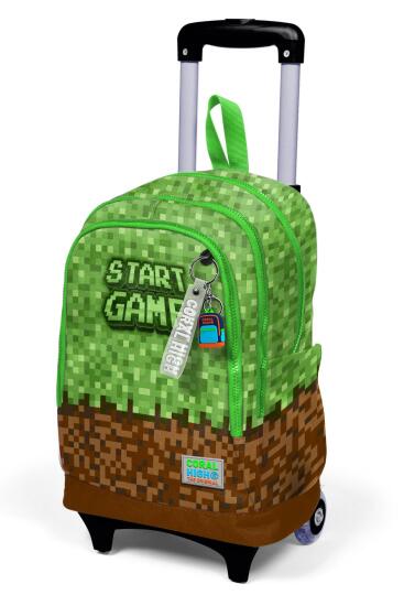 Coral High Kids Yeşil Kahverengi High Craft Desenli Üç Bölmeli Çekçekli Okul Sırt Çantası 23976 - 6