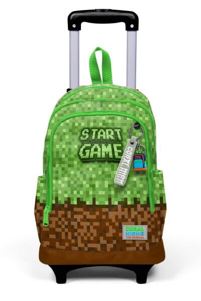 Coral High Kids Yeşil Kahverengi High Craft Desenli Üç Bölmeli Çekçekli Okul Sırt Çantası 23976 - 8