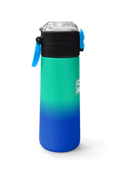 Coral High Kids Yeşil Saks Renk Geçişli Pipetli ve Direkt İçim Çelik Termos 500 ml 31839 - 2