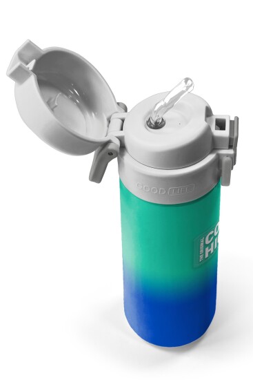Coral High Kids Yeşil Saks Renk Geçişli Pipetli ve Direkt İçim Çelik Termos 500 ml 31839 - 2