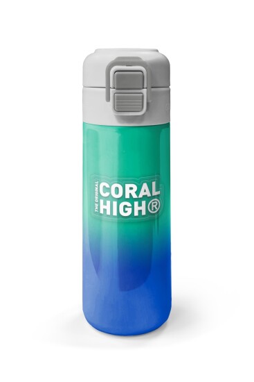 Coral High Kids Yeşil Saks Renk Geçişli Pipetli ve Direkt İçim Çelik Termos 500 ml 31839 - 4