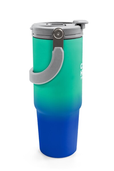 Coral High Kids Yeşil Saks Renk Geçişli Pipetli ve Direkt İçim Çelik Termos 900 ml 38725 - 6