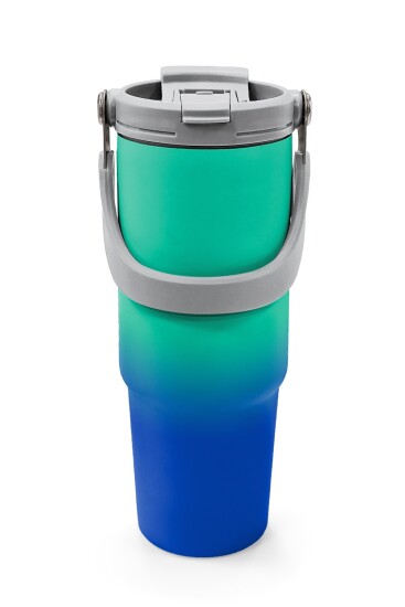 Coral High Kids Yeşil Saks Renk Geçişli Pipetli ve Direkt İçim Çelik Termos 900 ml 38725 - 7