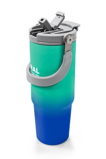Coral High Kids Yeşil Saks Renk Geçişli Pipetli ve Direkt İçim Çelik Termos 900 ml 38725 - 2