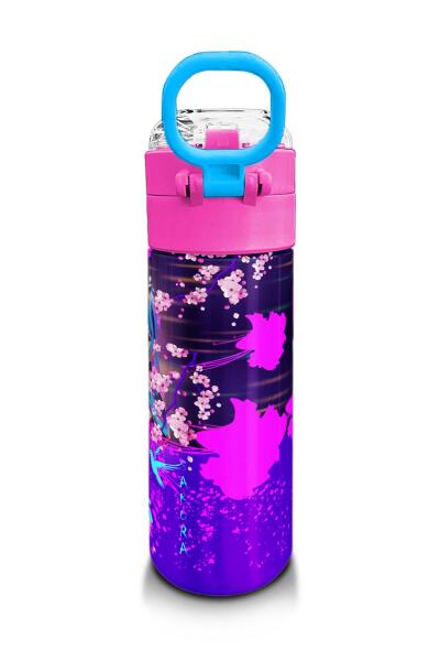 Coral High KidsMor Pembe Anime Kedi Desenli Pipetli ve Direkt İçim Çelik Termos 500 ml 31954 - 3