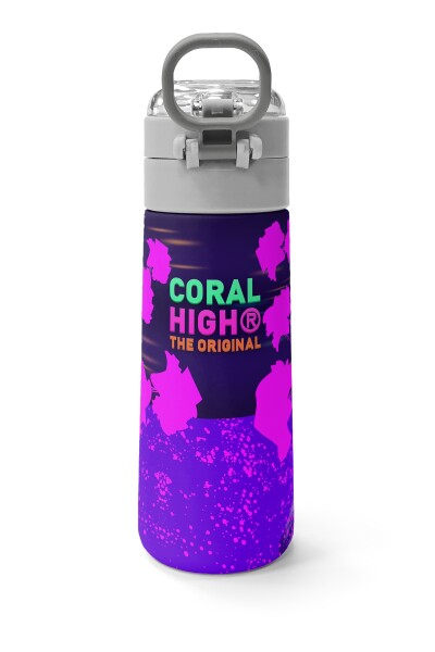 Coral High KidsMor Pembe Anime Kedi Desenli Pipetli ve Direkt İçim Çelik Termos 500 ml 31954 - 4