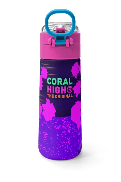 Coral High KidsMor Pembe Anime Kedi Desenli Pipetli ve Direkt İçim Çelik Termos 500 ml 31954 - 4