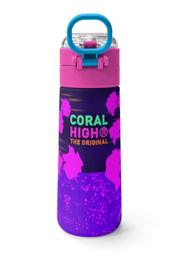 Coral High KidsMor Pembe Anime Kedi Desenli Pipetli ve Direkt İçim Çelik Termos 500 ml 31954 - 4