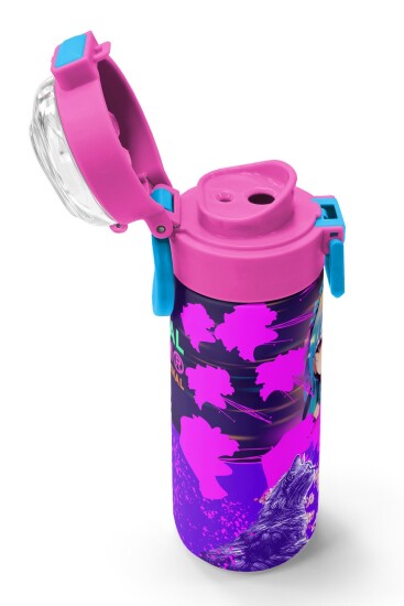 Coral High KidsMor Pembe Anime Kedi Desenli Pipetli ve Direkt İçim Çelik Termos 500 ml 31954 - 6